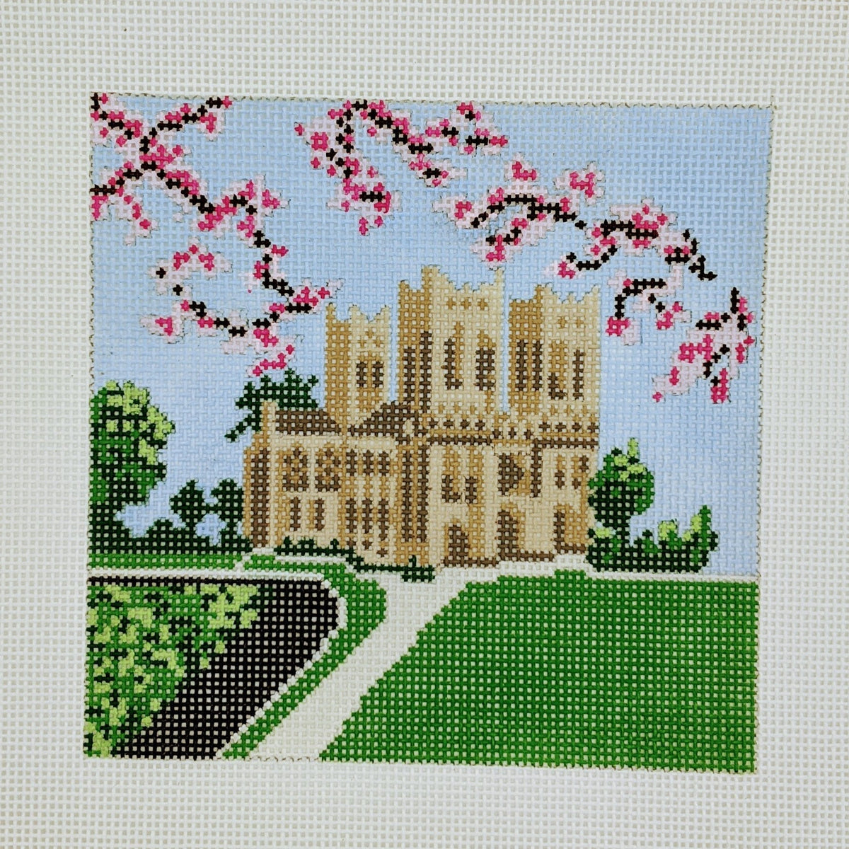National Cathedral with Cherry Blossoms Pillow