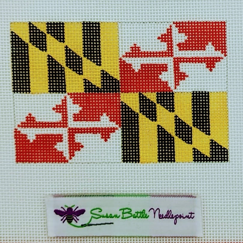 Maryland Flag Pillow Canvas on 13 Mesh