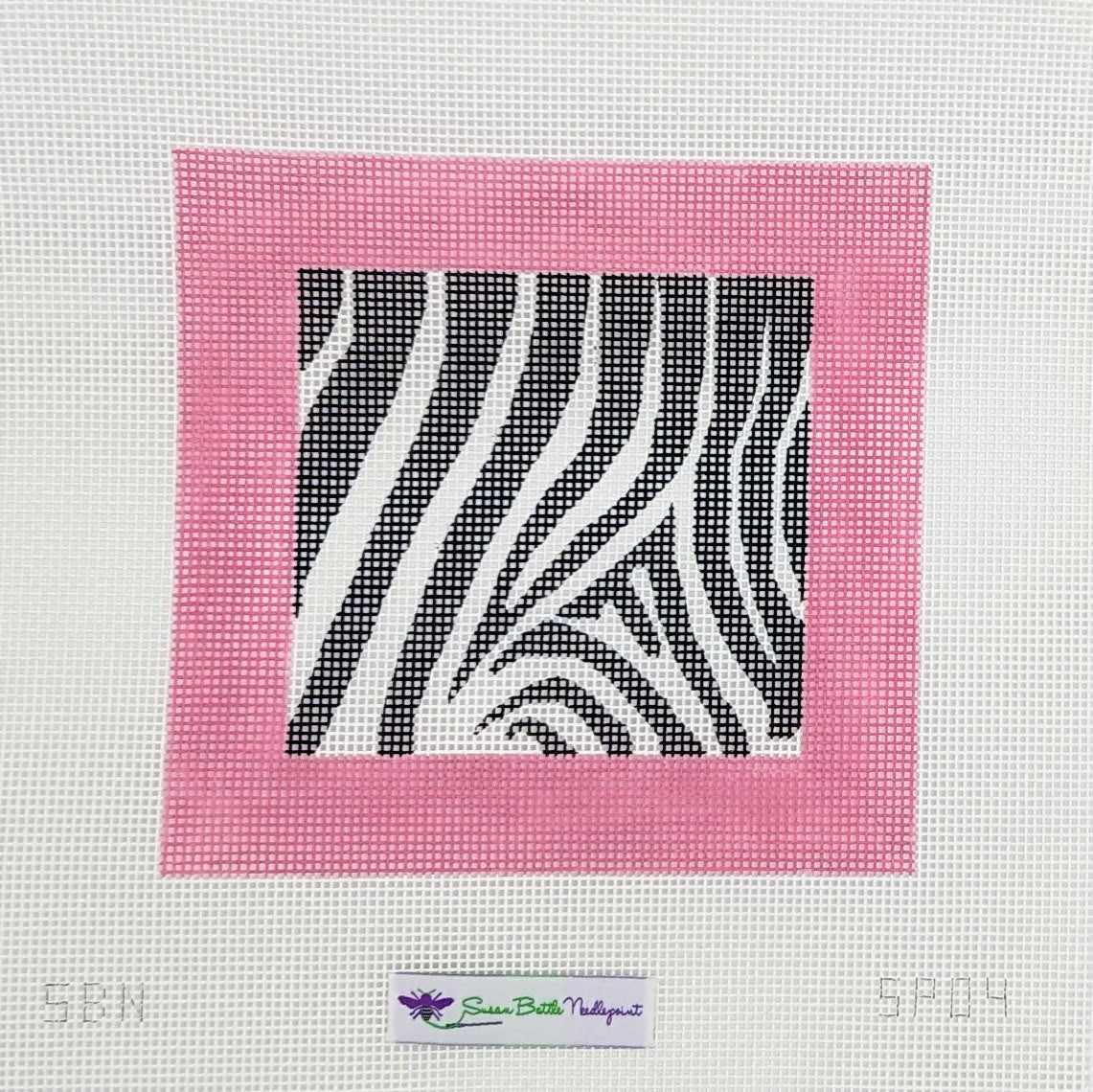 Zebra with Pink Border (on 10 mesh)