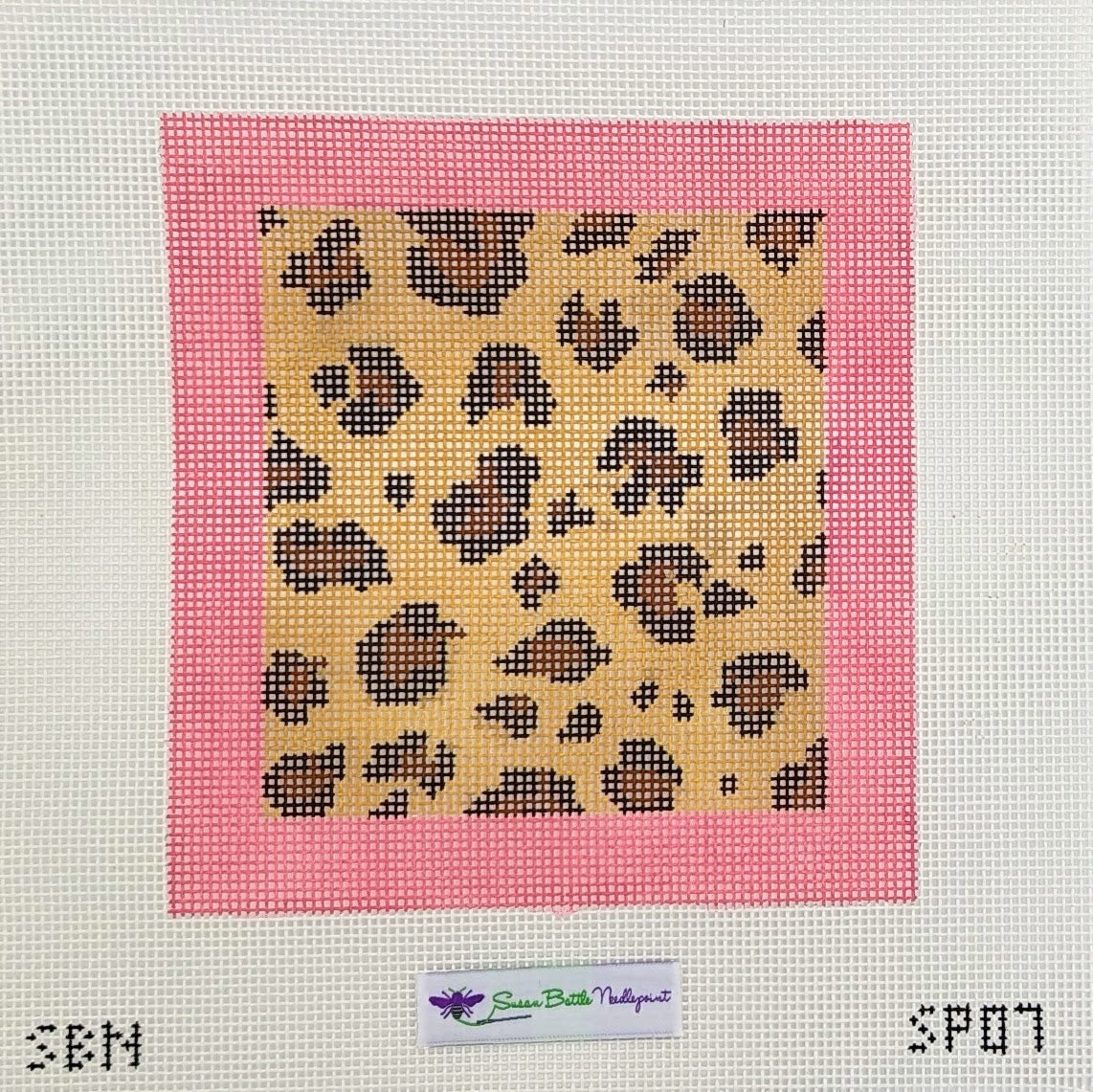Leopard with Pink Border (on 10 mesh)