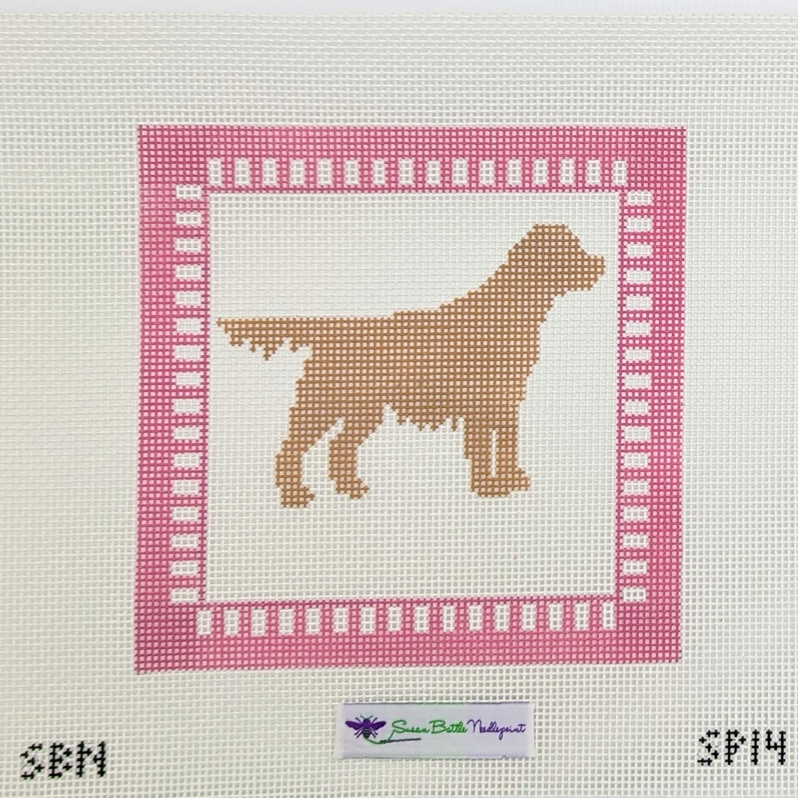 Golden Retriever with Pink Border (on 10 Mesh)