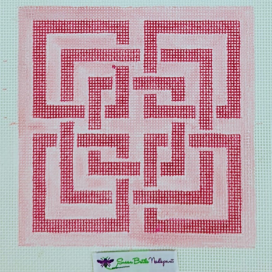 Pink Interlocking Squares (on 10 mesh)